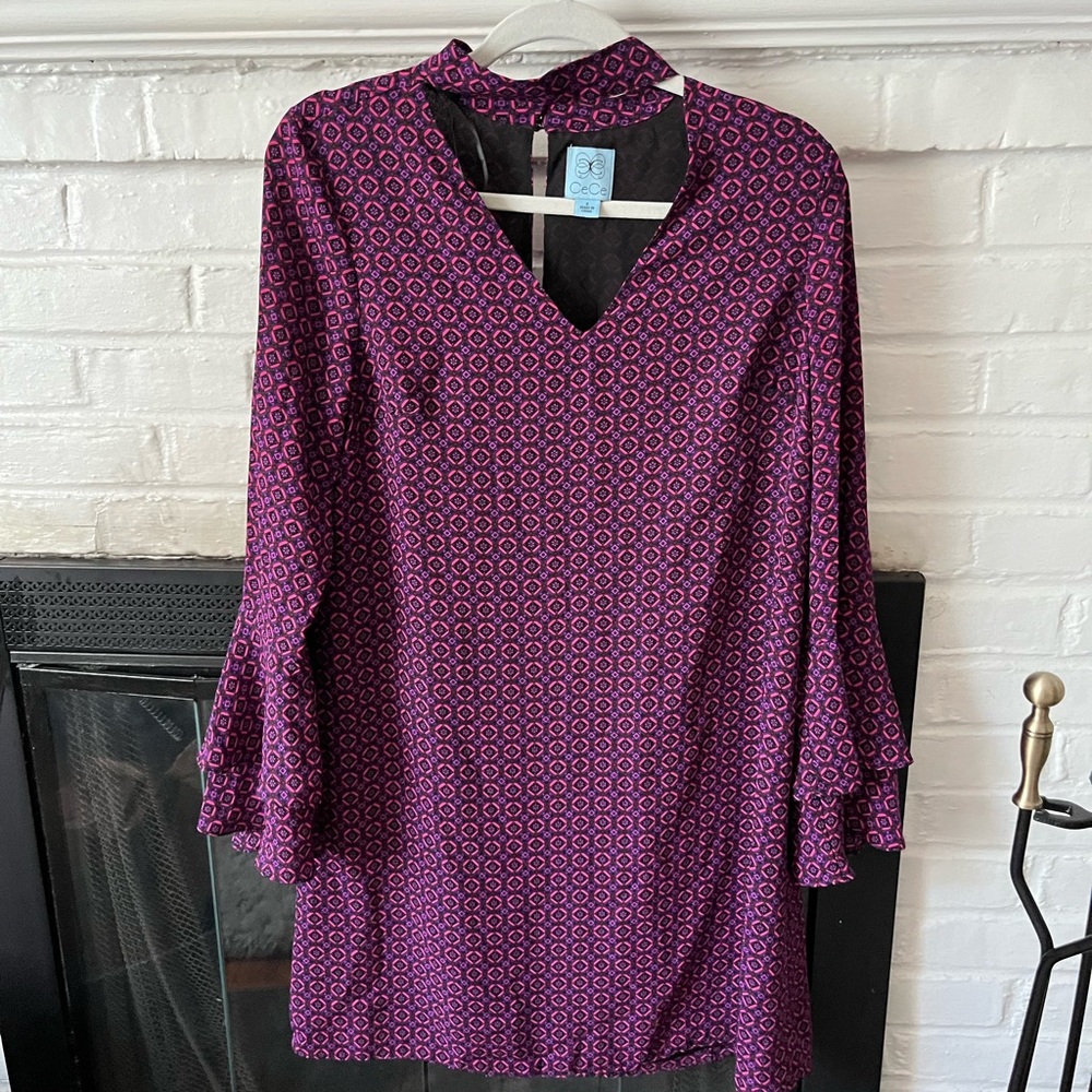CeCe Pink and Black Geometric Dress